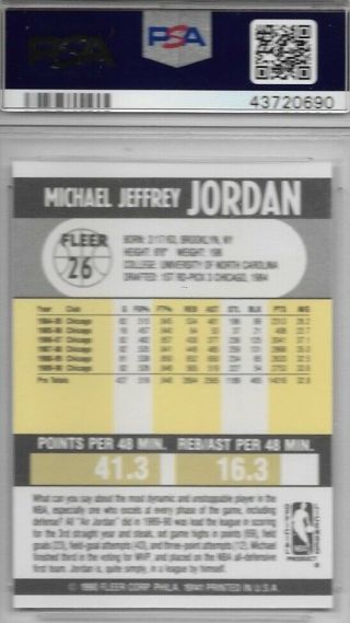 1990 Fleer Michael Jordan 26 PSA 10 GEM 2