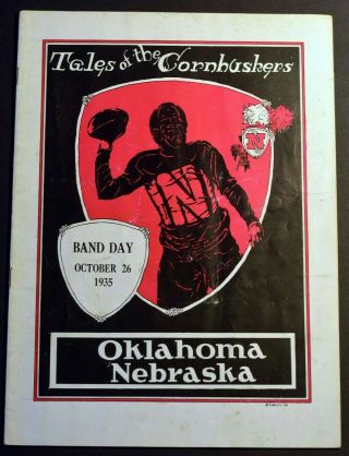 October 26 1935 Nebraska Cornhuskers Oklahoma Vintage Football Program Vg - Ex,