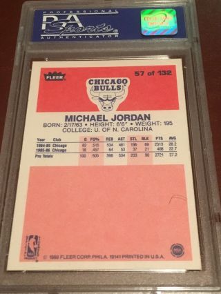 1986 Fleer Basketball Michael Jordan ROOKIE RC 57 PSA 8 NM - MT 2