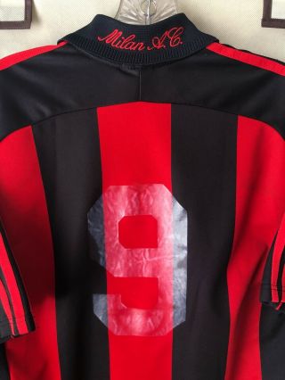 AC Milan 2000/02 Home Soccer Jersey Small Adidas ' 9 ' Serie A 7