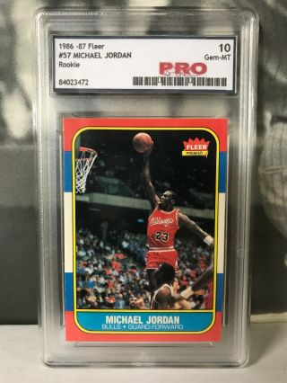 1986 - 87 Fleer 57 Michael Jordan Rookie Pro Gem 10 Pristine