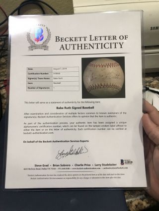 Authenticated Signed 1927 Babe Ruth Baseball 3