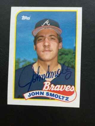 1989 Topps John Smoltz Braves Rc Rookie Card Hof Signed Autographed