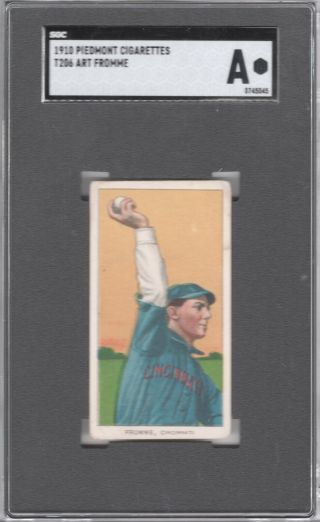 1909 - 11 T206 Art Fromme Of The Cincinnati Reds Sgc Auth