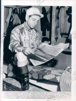 1947 Champion Jockey Johnny Longden Broke Record Of Victories Press Photo
