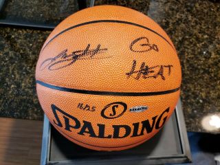 Lebron James Autographed (go Heat Insc. ) Spalding Basketball - Uda -