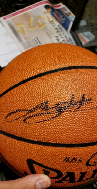 LeBron James Autographed (GO HEAT insc. ) Spalding Basketball - UDA - 3