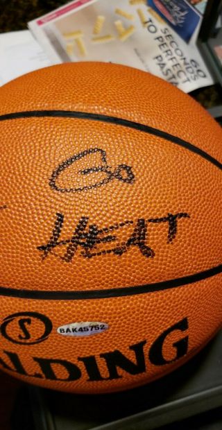 LeBron James Autographed (GO HEAT insc. ) Spalding Basketball - UDA - 4