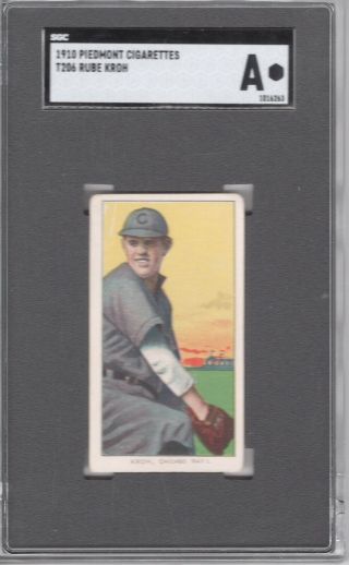 1909 - 11 T206 Rube Kroh Of The Chicago Cubs Sgc Auth