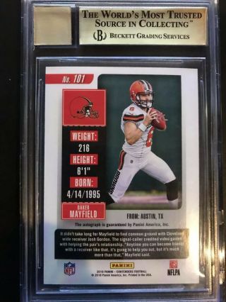 2018 Contenders Baker Mayfield Cracked Ice Auto BGS 9.  5/10 - True Gem 2