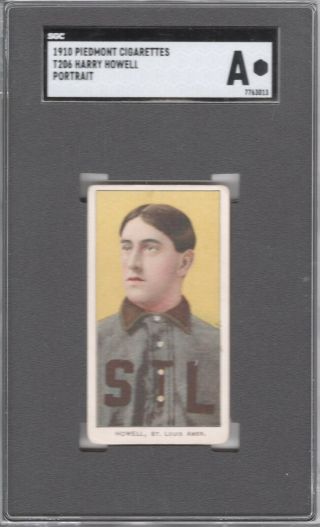 1909 - 11 T206 Harry Howell (portrait) Of The St.  Louis Browns Sgc Auth