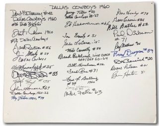 1960 Dallas Cowboys 20 X 16 Signed Display 30 Sigs Jsa