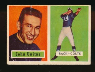 , Low Grade Johnny Unitas Hof Rookie 1957 Topps 138 Authentic Set Filler