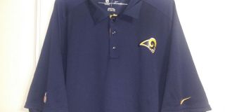 NFL LA Los Angeles Rams NIKE Dri Fit Blue Polo Golf Shirt Men ' s 3XL 4