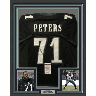 Framed Autographed/signed Jason Peters 33x42 Philadelphia Black Jersey Jsa