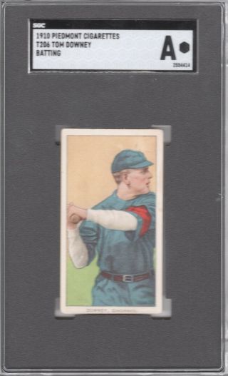 1909 - 11 T206 Tom Downey (batting) Of The Cincinnati Reds Sgc Auth
