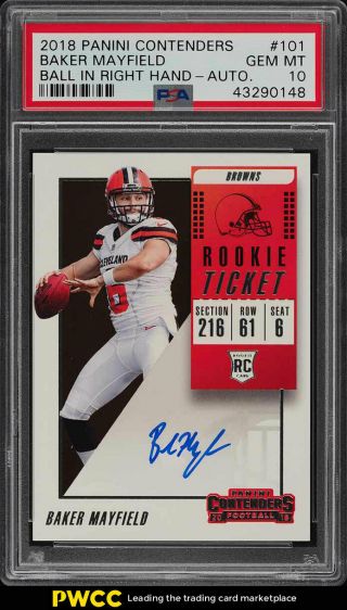 2018 Panini Contenders Baker Mayfield Rookie Rc Auto 101 Psa 10 Gem (pwcc)