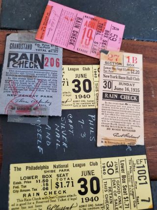 1930s Baseball Scrapbook Fenway Photos,  Tickets,  Rain Checks,  Stamps,  Flyer Etc 5