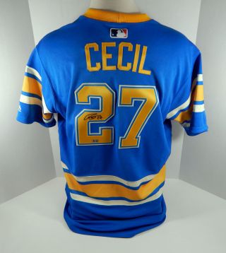 2017 St.  Louis Cardinals Brett Cecil 27 Game Issued Blue Jersey Stl Blues