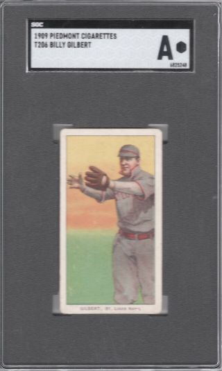 1909 - 11 T206 Billy Gilbert Of The St.  Louis Cardinals Sgc Auth