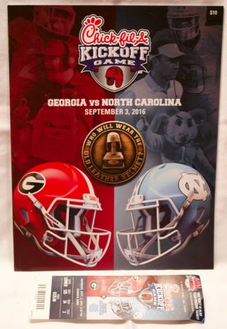 2016 Georgia Bulldogs North Carolina Chick - Fil - A Kickoff Football Game Program