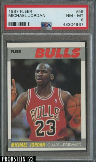 1987 Fleer 59 Michael Jordan Chicago Bulls Hof Psa 8 Nm - Mt