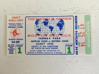 1967 World Series Ticket Boston Red Sox Bob Gibson St Louis Cardinals G1