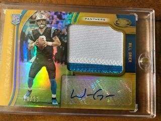 Will Grier 2019 Panini Certified Freshman Fabric Gold Rc Auto Sp 14/25