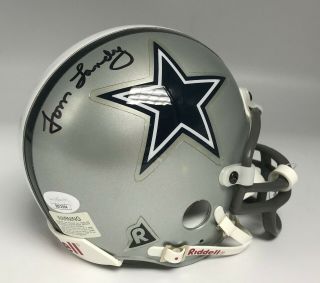 Tom Landry Signed Dallas Cowboys Mini Helmet Autographed Jsa Loa Hof Auto