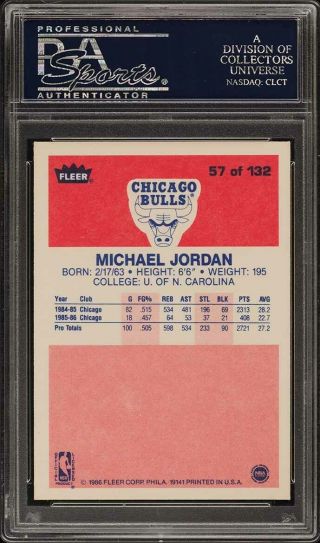 1986 Fleer Basketball Michael Jordan ROOKIE RC 57 PSA 9 (PWCC) 2