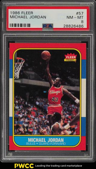 1986 Fleer Basketball Michael Jordan Rookie Rc 57 Psa 8 Nm - Mt (pwcc)