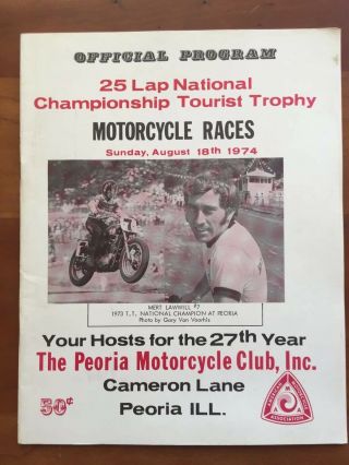 1974 Peoria Tt,  Peoria Motorcycle Club.  Program