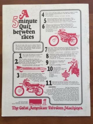 1974 Peoria TT,  Peoria Motorcycle Club.  program 2