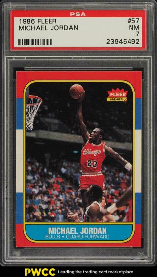 1986 Fleer Basketball Michael Jordan Rookie Rc 57 Psa 7 Nrmt (pwcc)