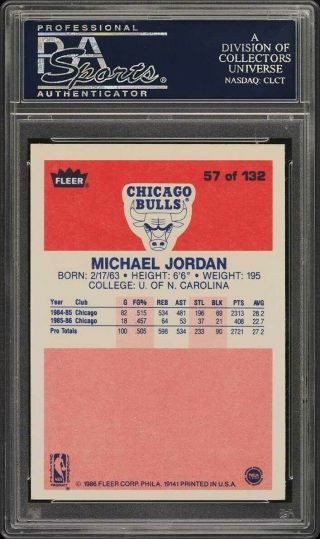 1986 Fleer Basketball Michael Jordan ROOKIE RC 57 PSA 7 NRMT (PWCC) 2