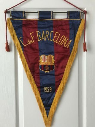 Embroidered Football Match Pennant Barcelona 1959 - Wimpel,  Gagliardetto