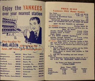 1951 Autographed Mickey Mantle Rookie Year NY Yankees Schedule 3