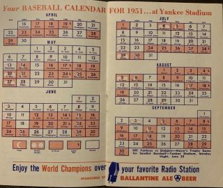 1951 Autographed Mickey Mantle Rookie Year NY Yankees Schedule 4