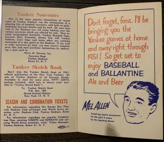 1951 Autographed Mickey Mantle Rookie Year NY Yankees Schedule 7