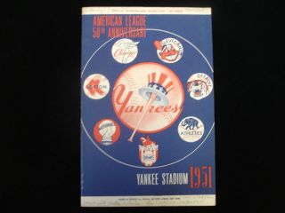 June 23,  1951 Cleveland Indians @ York Yankees Program - Scored