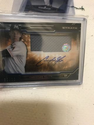 2015 Topps Strata Christian Yelich Autograph Relic /99 Marlins Brewers Mvp 