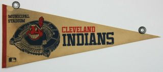 Vintage Cleveland Indians Municipal Stadium Chief Wahoo 30x12 Pennant