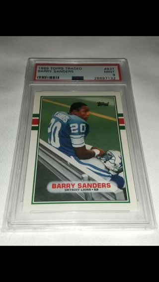 1989 Topps Traded Barry Sanders Psa 9 Lions Hof Rookie Card Rc 83t
