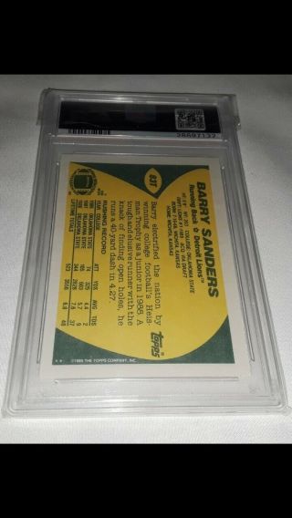 1989 Topps Traded Barry Sanders Psa 9 Lions Hof Rookie Card RC 83T 2