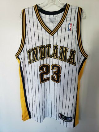 Reebok Authentic Indiana Pacers Ron Artest 23 Pinstripe Jersey Mens 40 M Sewn