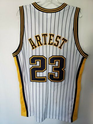 Reebok Authentic Indiana Pacers Ron Artest 23 Pinstripe Jersey Mens 40 M Sewn 6