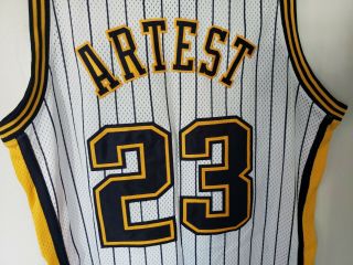 Reebok Authentic Indiana Pacers Ron Artest 23 Pinstripe Jersey Mens 40 M Sewn 7