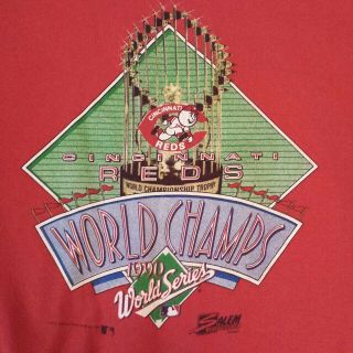 Vintage 1990 MLB Baseball Cincinnati Reds World Champs Crewneck Sweatshirt LARGE 2