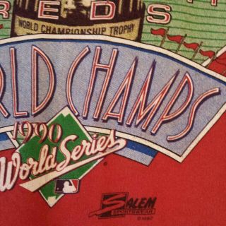 Vintage 1990 MLB Baseball Cincinnati Reds World Champs Crewneck Sweatshirt LARGE 3