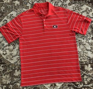 Mens Nike University Of Georgia Uga Football Polo Shirt Red White Size Medium